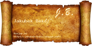 Jakubek Bekő névjegykártya